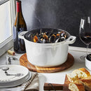 STAUB Cast Iron Dutch Oven 4-qt Round Cocotte Serves 3-4 1102402 - WHITE - Like New