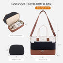 LOVEVOOK TRAVEL DUFFLE BAG - PUFFER WEEKENDER BAGS FOR WOMEN - OFF WHITE/BLACK - Brand New