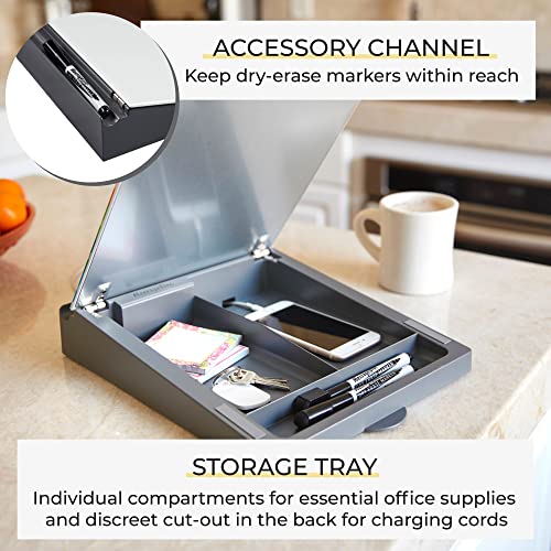 ECR4KIDS MESSAGESTOR DRY-ERASE GLASS BOARD MEMO STATION DESK - WHITE - Like New