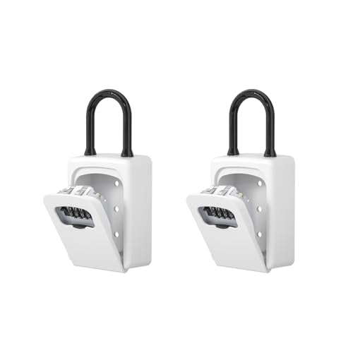 FAYLEEKO PORTABLE KEY LOCK BOX, UPGRADE CLEARLY VISIBLE NUMBERS - WHITE - Like New