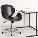 FLASH FURNITURE TANA MID-BACK WOOD CONFERENCE OFFICE CHAIR WOOD/BLACK LEATHER - Like New