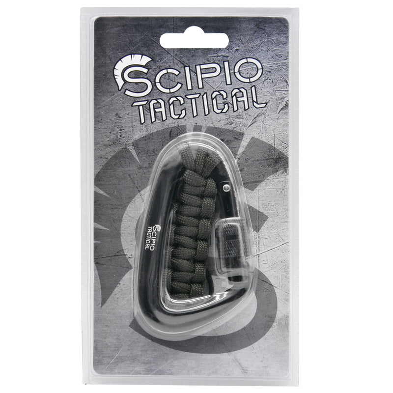 Scipio Carabiner Twist Closure 20901C - Carabiner Clip for Keys and Water Bottle Keychain and Paracord Hook with Secured Clipping Gate - Green Cord