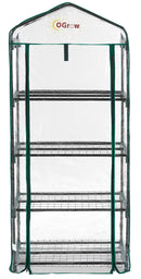 OGROW MINI PORTABLE GREENHOUSE WITH COVER AND 4 TIER SHELVES OG2719-4T - CLEAR - Like New