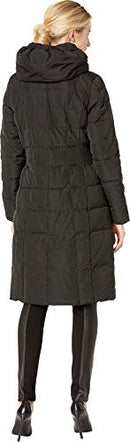 COLE HAAN WOMEN LONG QUILTED PUFFER COAT DOWN JACKET XL DEEP BLACK - Brand New