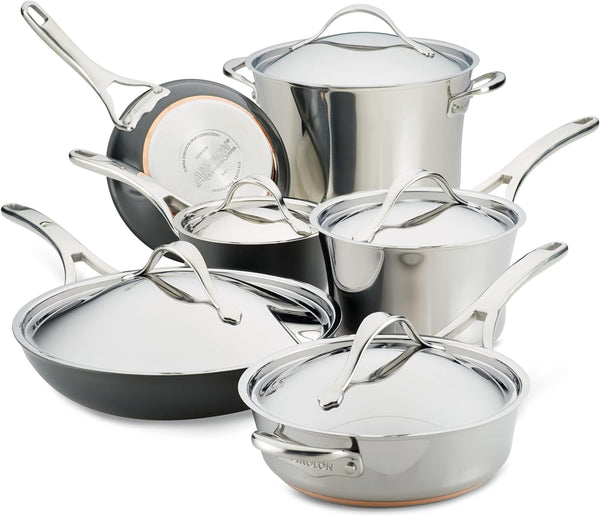 Anolon Stainless Steel & Hard Anodized Aluminum, Cookware Set (11 Piece) Like New