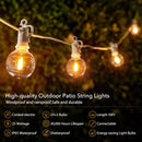 BRIGHTOWN OUTDOOR STRING 200FT 100+2 G40 BULBS SHATTERPROOF PATIO LIGHTS - WHITE - Like New