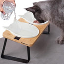 PAWKIZZ ELEVATED CAT BOWL STAND FOR FOOD AND WATER – ANTI-VOMIT RAISED - BAMBOO - Like New