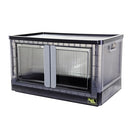 DBEST PRODUCTS 19 GALLON STACKABLE STORAGE BINS WITH DOORS, COLLAPSIBLE - GREY - Like New