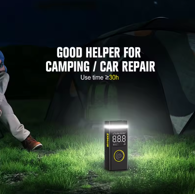ZXNCAR RECHARGEABLE AIR PUMP TIRE INFLATOR PORTABLE COMPRESSOR DIGITAL - BLACK - Like New
