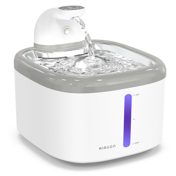 AIAUON CAT WATER FOUNTAIN 118OZ/3.5L CAT WATER FOUNTAIN WIRELESS - LIGHT GRAY - Like New
