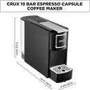 Crux Espresso Machine Nespresso Pods Large Water Tank Drip Tray- Black/Silver Like New