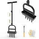 YACONA MANUAL LAWN AERATOR TOOL, GRASS AERATOR WITH PADDED T-HANDLE - BLACK - Like New