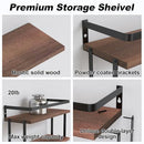 RICHER HOUSE 3+1 Tier Wall Mounted Floating Shelves Set of 2 - Rustic Wood - Like New