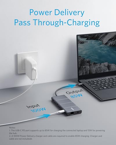 ANKER USB C HUB 11-IN-1 DOCKING STATION 4K@60HZ A83850A1 - GRAY - Like New