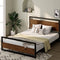 ZINUS SUZANNE BAMBOO METAL PLATFORM BED FRAME FOOTBOARD WOOD SLAT QN - BROWN - Like New