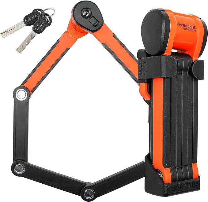 Kryptonite Evolution 790 Folding Bike Lock Compact Anti-Theft 2 Keys - ORANGE - Like New