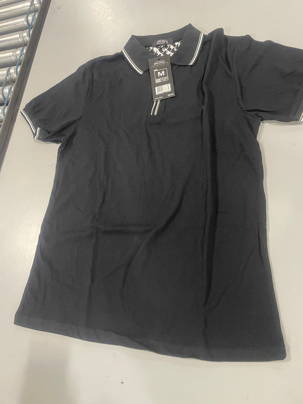 GALAXY BY HARVIC MEN’S MODERN FIT POLO SHIRT WITH ZIP PLACKET, SIZE: M - BLACK - Brand New