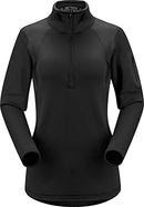 144613 Arc'teryx Women's Rho AR Zip Neck Shirt Black Size Small - Brand New