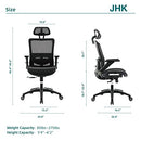 JHK ERGONOMIC OFFICE CHAIR HIGH BACK MESH OFFICE CHAIR 4D ADJUSTABLE C-2577-BK - Like New