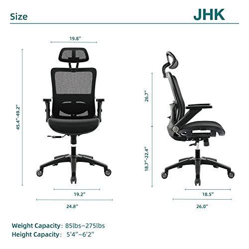 JHK ERGONOMIC OFFICE CHAIR HIGH BACK MESH OFFICE CHAIR 4D ADJUSTABLE C-2577-BK - Like New