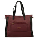BADGLEY MISCHKA MERLOT ROSE XL VEGAN LEATHER WEEKENDER DUFFEL BAG - BURGUNDY - Brand New