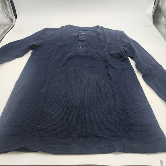 BLUE ICE MENS CHARCOAL LONG SLEEVE STRETCH HENLEY SHIRT SIZE: MEN S - NAVY - Brand New