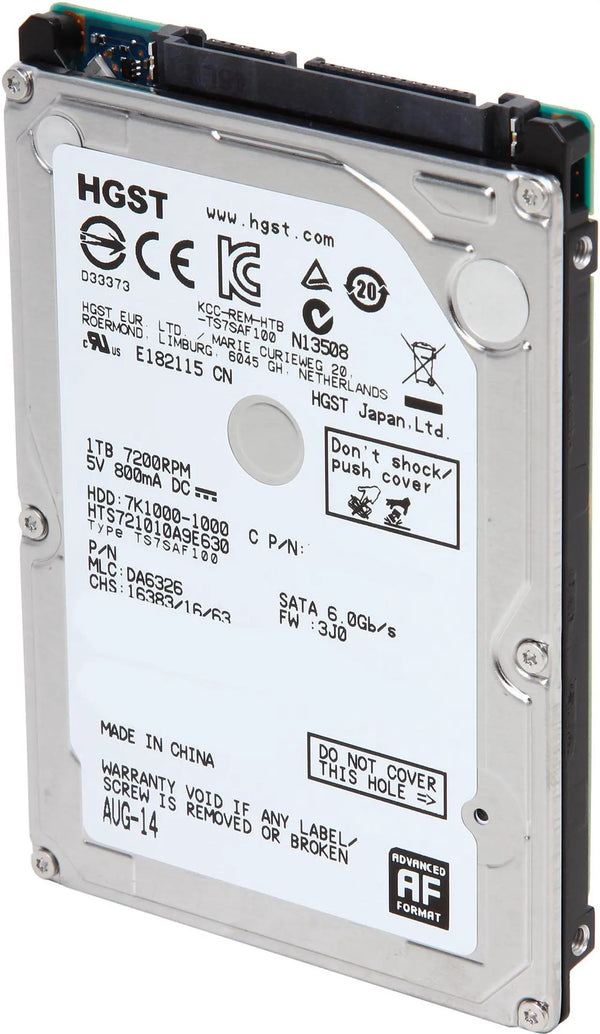 HGST 1TB 7200 RPM 32MB CACHE SATA 6.0GB/S 2.5" HARD DRIVE - SILVER - Like New