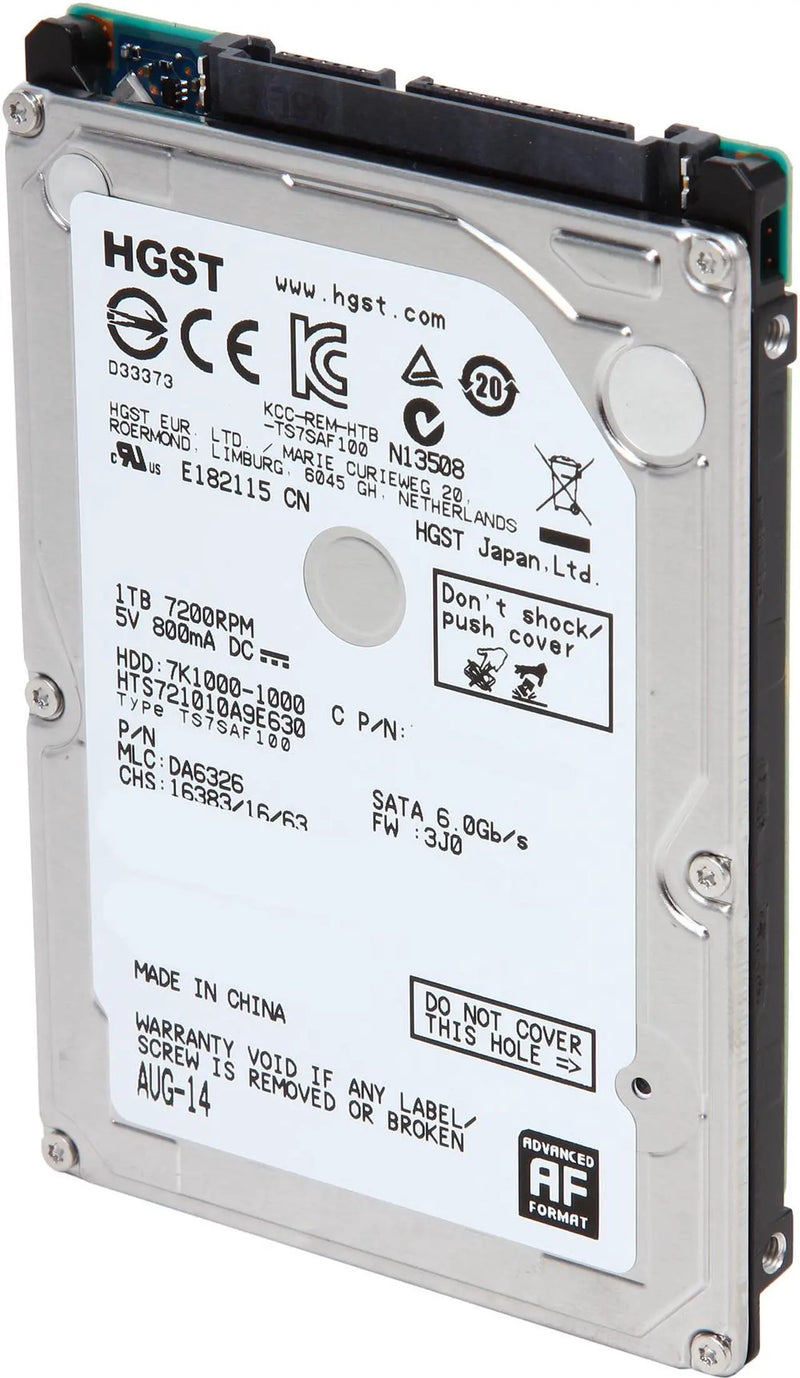 HGST 1TB 7200 RPM 32MB CACHE SATA 6.0GB/S 2.5" HARD DRIVE - SILVER - Like New