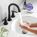 Hurran Bathroom Sink Faucet 3 Hole Pop-up Drain Supply, BKTK0006 - Matte Black - Like New
