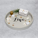 Elegant Designs HG2013-GYL Decorative 13.75'' Round Wood Serving Tray w/Handles - Brand New