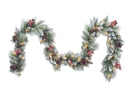 SANTA'S WORKSHOP 12 INCH BY 9 FOOT GLITTER MIXED GARLAND - WHITE/GREEN - Like New