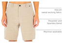 MWS0006530 Hurley Men's H2O-Dri Cutback 21" Walkshort, Khaki, Size 32 - Brand New