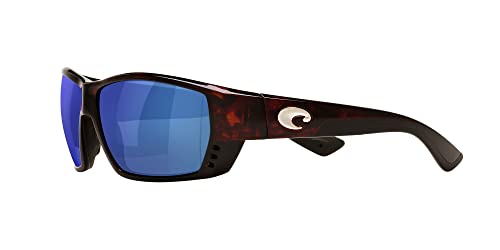 COSTA DEL MAR TUNA ALLEY RECTANGULAR SUNGLASSES Tortoise/Gray Blue Mirror - Like New