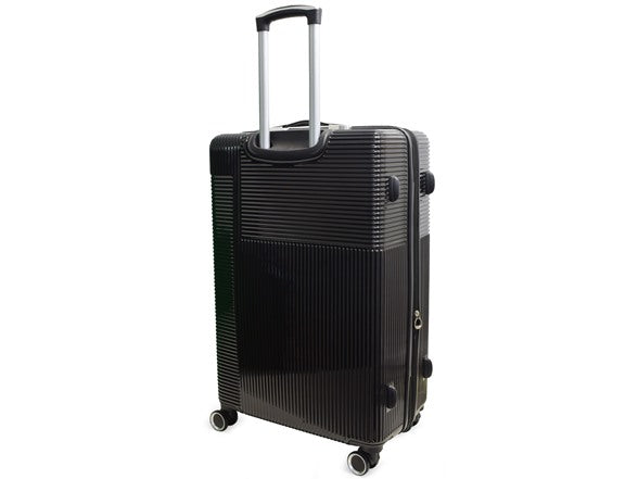 ADRIENNE VITTADINI 3PC SET HARDCASE DECO STRIPE - BLACK - Like New