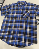 BLACK HORSE WOVEN PLAID SHIRT - SIZE MENS L - BLUE/LIGHT BLUE/VIOLET/BLACK/WHITE - Brand New