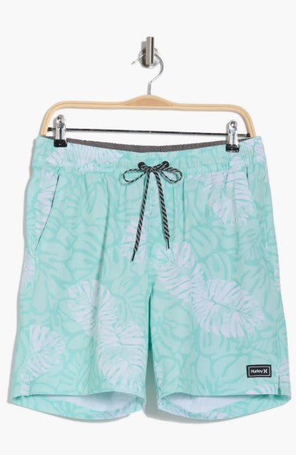 HURLEY DYPSIS LEAVES VOLLEY SWIM TRUNKS - SIZE: MEN L - TROPICAL MIST - Brand New