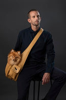 NOAH & PAW DOG SLING CARRIER FOR SMALL DOGS 5-18LB VEGAN LEATHER - BEIGE - Like New