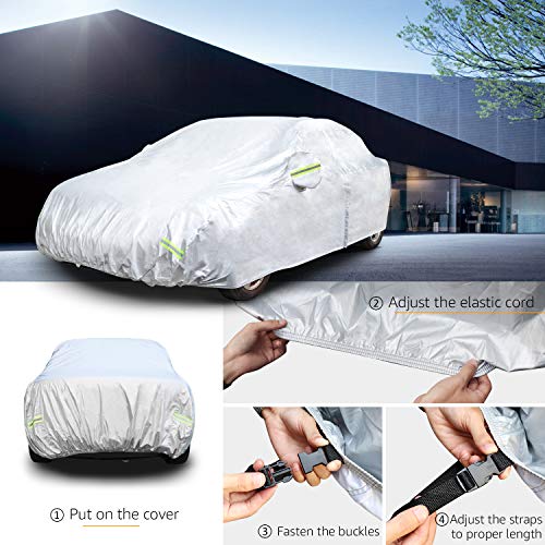 AMAZON BASICS WEATHERPROOF CAR COVER 150D OXFORD UP TO 170" DS-CC04 - SILVER - Like New