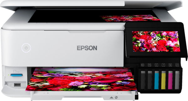 Epson EcoTank Photo ET-8500 Wireless Color All-in-One Supertank Printer - White Like New