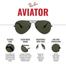 RAY-BAN RB3025 CLASSIC POLARIZED AVIATOR SUNGLASSES - BLACK/POLARIZED BLACK - Like New