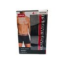 LEVI'S 4 PACK MEN'S COTTON BOXER BRIEFS -SIZE: MEN XL - BLACK/GRAY/WHITE/RED - Brand New