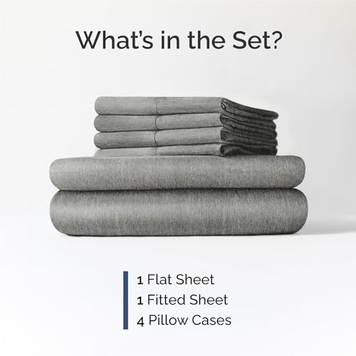 CGK UNLIMITED KING 6 PIECE HOTEL SLEEPS 1 FLAT 1 FITTED 4 PILLOWCASES - GREY - Like New