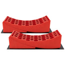 RECPRO RV CAMPER LEVELING KIT WITH CURVED LEVELERS AND WHEEL CHOCKS 2 PACK - RED - Like New