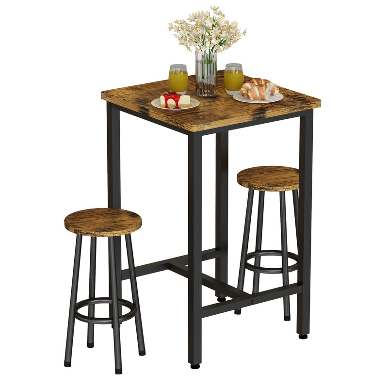 RECACEIK 3 PIECE PUB TABLE SET MODERN BAR TABLE WITH 2 STOOLS FOR SMALL SPACE - Like New