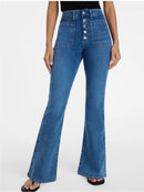 TIME AND TRU WOMEN'S PATCH POCKET FLARE JEANS SIZE 4 - BLUE - Brand New