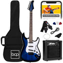 Best Choice 39" Full Size Beginner Electric Guitar Kit w/Case - Hollywood Blue - Brand New