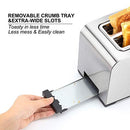 Toaster 2 Slice Long Slot, LauKingdom Auto Pop-Up Stainless Steel 1.57" Wide - Brand New