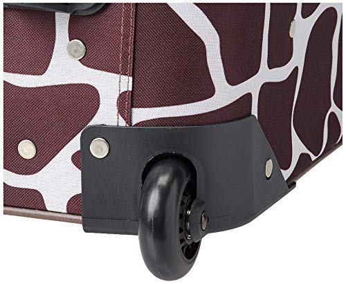 ROCKLAND 2 PIECE LUGGAGE SET CARRY-ON ROLLING SUITCASE TOTE BAG PINK GIRAFFE - Like New