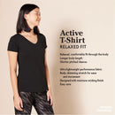 AMAZON ESSENTIALS WOMEN QUICK DRY TECH STRETCH V-NECK TEE, 2/PK, M, BLACK/GRAY - Brand New