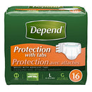Depend Protection with Tabs Maximum Absorbency Large 16 Count Pack of 3 - Brand New